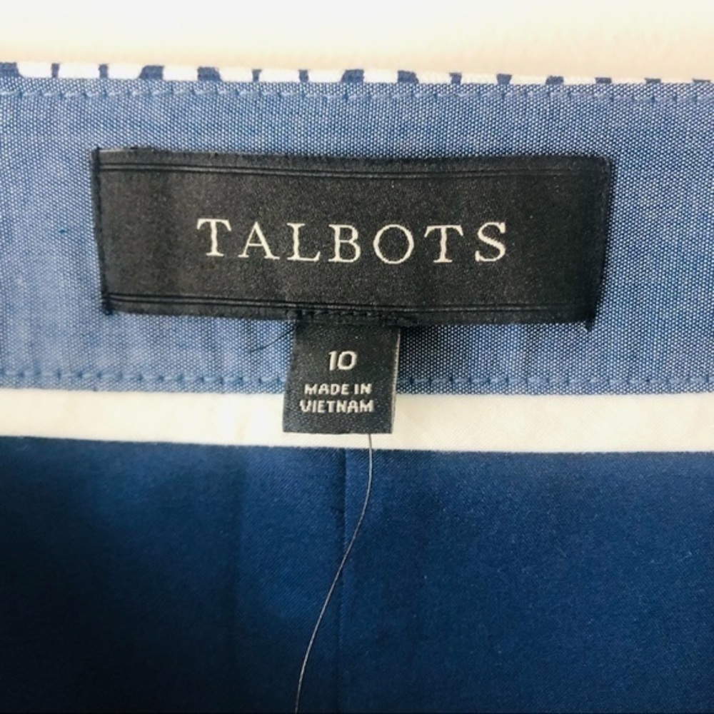 Talbots Classic Cotton A-Line Skirt Navy and White Fan Print Size 10 - Picture 9 of 12